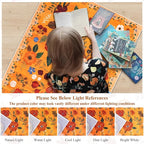 U'Artlines 5x7ft Fall Floral Area Rug, Machine Washable Ultra Soft Low Pile Non Slip Non Shedding Accent Floor Carpet for Living Room, Bedroom, Dining Room, Office (Orange)