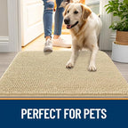 OLANLY Dog Door Mat for Muddy Paws 44x24, Absorbs Moisture and Dirt, Absorbent Non-Slip Washable Doormat, Quick Dry Chenille Mud Mat for Dogs, Entry Indoor Entryway Carpet for Inside Floor, Sand