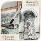 Floral Boho Beige Washable 3x5 Bathroom Entrance Rugs Indoor, Non Slip Flower Botanical Area Rugs for Kitchen Floor Soft Throw Carpet for Laundry Living Room Entrance (Beige,3 x 5)