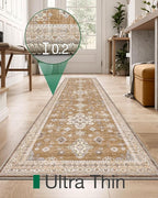 LUMI Runner Rug 3x7, Washable Non-Slip Hallway Throw Rugs, Long Soft Thin Vintage Oriental Kitchen Mats, Low-Pile Indoor Kitchen Entryway Area Rug, Amber