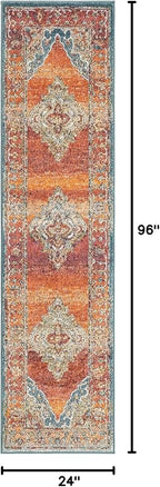 Unique Loom Isabella Collection Area Rug - Rossellini (2' x 8' Runner, Rust Red/ Beige)