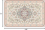 Phantoscope Washable Area Rug 6'x9' Non-Slip, Vintage Boho Rugs for Living Room, Bedroom, Dining Room, Persian Floral Medallion Pattern, Low-Pile Foldable Floor Carpet, Ivory Rose/Fall Bloom