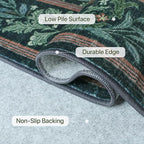 Bavni Floral Hallway Runner Rug 2'6" x 8', Washable Non Skid Boho Carpet for Entryway Kitchen Laundry Room, Soft Ultra Thin Botanical Long Runner for Indoor Floor Decor, Dark Green