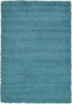 Unique Loom Solid Shag Collection Area Rug (4' 1" x 6' 1" Rectangle, Deep Aqua Blue)