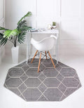Unique Loom Trellis Frieze Collection Area Rug - Geometric (5' Octagon, Light Gray/ Ivory)