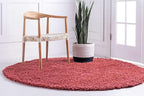 Unique Loom Davos Shag Collection Area Rug - Solid (3' 3" Round, Poppy)