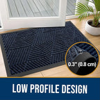 Kitinjoy Front Door Mat Outside Entrance, Sturdy Natural Dirt Trapper, Heavy Duty Rubber Doormat, Low Profile Non-Slip Backing, Easy Clean Floor Mat for Indoor Outdoor Entry, 47X23 Inch, Navy Blue