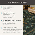 Dark Green Area Rugs 5x7 for Living Room - Fairy Fantasy Moss Rugs for Dining Room Table, Bedroom, Whimsical Insect Boho Moth Décor, Washable Non Skid Soft Carpet