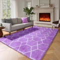 ONASAR 5x7 Area Rugs for Living Room Bedroom, Washable Fluffy Purple and White Throw Rug, Geometric Boho Soft Plush Shaggy Floor Bedside Carpet Mat for Nursery Kids Girls Boys Teen Dorm Home Decor