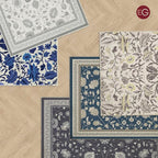 EVERGRACE Area Rugs for Living Room 6x9, Boho Floral Faux Wool Indoor Outdoor Rugs, Washable Rugs for Bedroom Dining Room Entryway Kitchen, Low Pile Floor Mat Carpet for Home Decor, Cool Gray