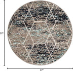 Unique Loom Trellis Frieze Collection Area Rug - Geometric (3' Round, Blue Multi/ Ivory)