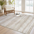 PADOOR Modern Abstract Area Rug - 3x5 Washable Rugs Non-Slip Small Carpet, Ultra Soft Low Pile Floor Rugs for Entrance Front Door Bedroom Bedside Laundry Room Brown