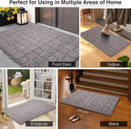 Front Door Mat Outside Entrance, Outdoor Indoor Door Mats for Entryway, Entrance, Entry, Patio, Waterproof Non Slip Doormat, Low-Profile, 24" × 35“, Grey