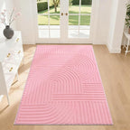 Pauwer 3x5 Washable Area Rugs for Living Room Modern Pink Solid Color Soft Fluffy Rugs for Bedroom Non Slip Boho Accent Indoor Mat Floor Carpet Cover for Kids Room Dining Room Kitchen Office, Pink