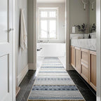 BESTSWEETIE 2x10 Area Rugs for Living Room Washable Moroccan Farmhouse Neutral Geometric Low Pile Non-Slip Soft Print Pattern Rug for Bedroom Kitchen Dining Room Entryway Blue/Brown