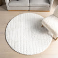 nuLOOM Nia White/Ivory, 5' Round, Cozy Shag, Fluffy and Soft, High Traffic, Stain Resistant, Easy Clean, Durable Machine Washable Area Rug for Bedroom, Living Room, Dining, Den, Foyer, Entryway