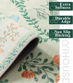 YIHOUSE Green Floral Print Rugs, Moroccan Trellis 10x14 Washable Large Rug, Modern Pastel Non Slip Ultra-Thin Area Rug for Classroom, Nursery Playroom,Dorm,Bedroom,Living Room, Green Multi