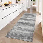 PADOOR Modern Abstract Runner Rug - 2x5 Washable Hallway Rugs, Ultra Soft Non-Slip Low Pile Floor Rugs for Hallway Entryway Kitchen Bedroom Bedside Laundry Room Black