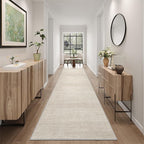 Art&Tuft Non-Slip Runner Rug - 2.5x16 Runner Rug Washable Low-Pile Rugs Runners, Soft Distressed Carpet Runner for Bedroom Bathroom Kitchen Laundry Living Room, Beige