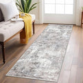 Abstract Runner Rug 2x6 Washable Runners for Hallways, Soft Kitchen Runner Rug Non-Slip, Beige Grey Thin Print Faux Wool Floor Carpet Rug Runner for Entryway Hall Bedroom Laundry Room Indoor