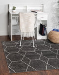 Unique Loom Trellis Frieze Collection Area Rug - Geometric (4' Square, Dark Gray/ Ivory)