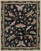 Lahome Insect 9x12 Area Rugs for Living Room Bedroom, Soft Washable Rugs 9x12 Stain Resistant, Ultra-Thin Non-Slip Non-Shedding Accent Carpet for Dining Room Office, Black