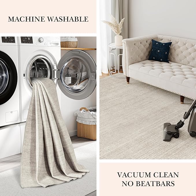 Valenrug Washable Rugs 2x5 - Stain Resistant 2x5 Area Rugs for Living Room, Non Slip Backing Large Area Rugs for Bedroom, Folable Machine Washable Area Rug (2'x5', Beige)