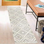 Area Rug 2x8 Rug Machine Washable Non-Slip Low Pile Print Pattern Western Rug for Living Room Bedroom Entryway Tribal Series -Navywhite/Black