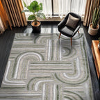 CAMILSON Indoor Outdoor Rug, Beige 6x9 Geometric Arch Striped Area Rugs for Patio and Home Areas, Easy-Cleaning Non-Shedding Living Room, Garden and Deck Washable Outside Carpet (6 x 9)