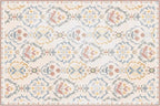 Phantoscope Washable Area Rug 6'x9' Non-Slip, Vintage Floral Boho Rugs for Living Room, Bedroom, DiningRoom, Soft Botanical Moroccan Pattern, Low-Pile Foldable Floor Carpet, Ivory Pink/Boho Garden