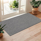 LEKEEPGO Long Door Mat 24"x59", Non Slip Door Mat Indoor Entrance, Rubber Backing Front Indoor Door mats Washable Absorbent Low-Profile Entryway Entry Resist Dirt Inside Hallway Door Mats, Light Grey
