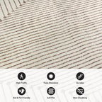 Rugshop Beige and Brown Geometric Area Rug – Soft Abstract Line Pattern Carpet for Living Room, Bedroom, or Office – Contemporary Neutral Decor Accent 2' 3" x 8' Runner Beige