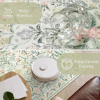 Morebes Floral Machine Washable Area Rugs 5x7, Vintage Boho Nursery Rug Girl Non-Slip, Flower Indoor Floor Throw Carpet for Living Room Bedroom Kitchen Playroom Home, White/Multi