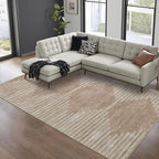 HelloTree Area Rug for Living Room 8x10 Washable Geometric Rug Stripe Farmhouse Bohemian Minimalistic Non Slip Non Shedding Ultra Thin Soft Rug for Bedroom Office DiningRoom Nursery-Pink&Khaki