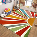 Rainbow Sun Area Rug,3x5ft,Medieval Vintage Geometric Rugs,Boho Style Bedroom Decor Rug Soft Machine Washable Carpet for Indoor Bedroom Living Room Office Decor