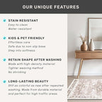 Boho 2x7 Long Runner, Neutral Farmhouse Hallway Rug, Small Throw Runners for Bedroom, Bathroom, Kitchen, Vintage Floral Decor & Non-Slip Low-Pile Washable Stain Resistant, Latte Beige