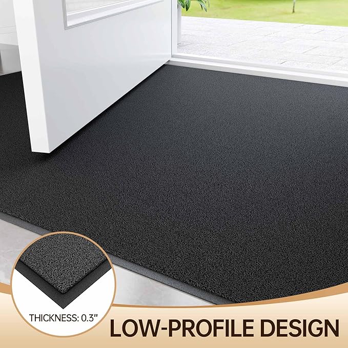 Amyracel Front Door Mat Indoor Outdoor Entrance, 24" x 48" All-Season Waterproof Doormat for Enterway, Heavy Duty Commercial Floor Mat, Fade Resistant, Rubber Back, Low Profile, Easy Clean