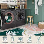 Lahome Washable 8x10 Rug - Non-Slip Living Room Rugs 8x10 Ultra-Thin Large Soft Bedroom Rugs, Boho Botanical Print Indoor Stain Resistant Floor Rug for Dining Room Table Office (8'x10',Green/Pink)