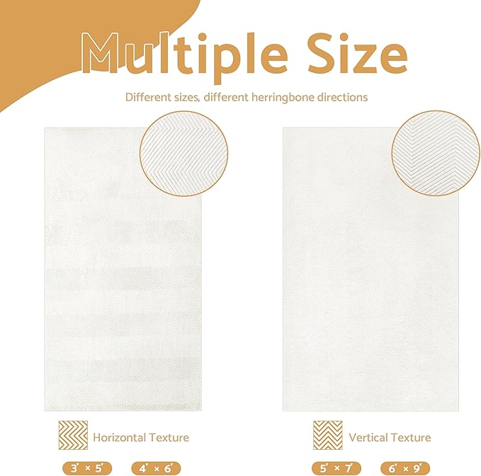 Area Rug for Living Room - 3x5 Soft Faux Rabbit Fur Modern Geometric Wave Carpet for Bedroom, Light Beige