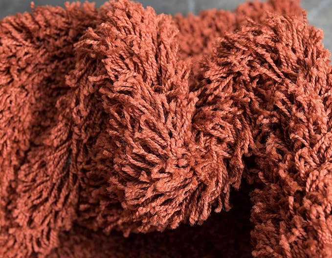 Unique Loom Solid Shag Collection Area Rug (7' 1" x 10' Rectangle, Terracotta)