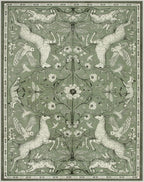 Lahome Boho Animal Washable Rugs for Living Room 8x10, Green Soft Rugs for Bedroom, Botanical Large Boho Non Slip Dining Room Carpet for Under Table Office Kids Playroom (8x10ft,Green)