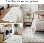 jinchan Boho 3x5 Area Rugs for Entryway - Machine Washable Moroccan Soft Throw Rug Bohemian Diamond Design Non-Slip Carpet for Entrance Living Room Kitchen Bedroom (3‘x5', Charcoal)