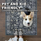 KILOCOCO Hallway Runner 2x10 Rug Runner Printed Vintage Floral Washable Non-Slip Rubber Backed Runners for Hallways Kitchen Laundry Room Entryway Bedroom, Charcoal