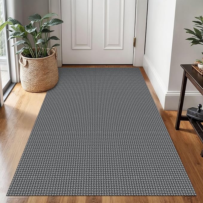 Braided Area Rug 3x5 Ft Washable Rugs for Entryway Non Slip Throw Rugs Boho Door Mat Indoor Entrance Cotton Kitchen Mats Woven Front Door Carpet for Foyer Living Room, Dark Grey/Grey