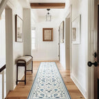 EVERGRACE Hallyway Area Runner Rugs 2x10, Boho Floral Faux Wool Indoor Outdoor Rugs, Washable Rugs for Bedroom Dining Room Living Room Kitchen, Low Pile Floor Mat Carpet for Home Decor, Porcelain Blue