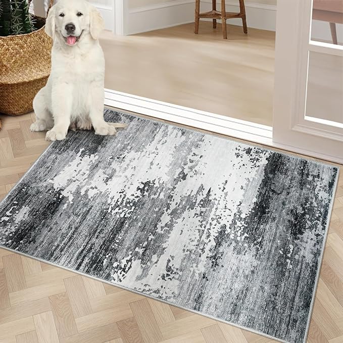 COMSLE Door Mat Soft Absorbent Indoor Front Entryway Rug Machine Washable Entrance Mats for Muddy Paws Non Slip Throw Rugs 24" x 36" Doormat for Inside Foyer Bedroom - Gray