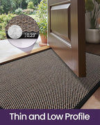 DEXI Ultra Thin Entryway Indoor Door Mat 36x56, Non Slip Rubber Backing Inside Entry Mat, Low Profile Easy Clean Dirt Trapper Doormat for Inside Entrance Patio, Black
