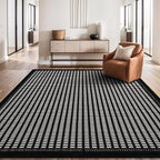 Beverly Rug Micro Loop Area Rug Black/White 8x10 Geometric Modern Luxury Zebra Durable Soft Indoor Rugs for Living Dining Room Office Stain Resistant Non Shedding Casual Indoor Carpet 8 x 10