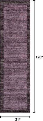 Rugs.com Angelica Collection Rug – 10 Ft Runner Violet Medium Rug Perfect for Hallways, Entryways