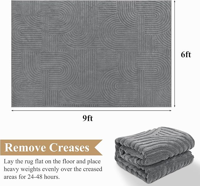 Pauwer 6x9 Washable Area Rugs for Living Room Modern Grey Solid Color Soft Fluffy Rugs for Bedroom Non Slip Boho Accent Indoor Mat Floor Carpet Cover for Kids Room Dining Room Kitchen Office